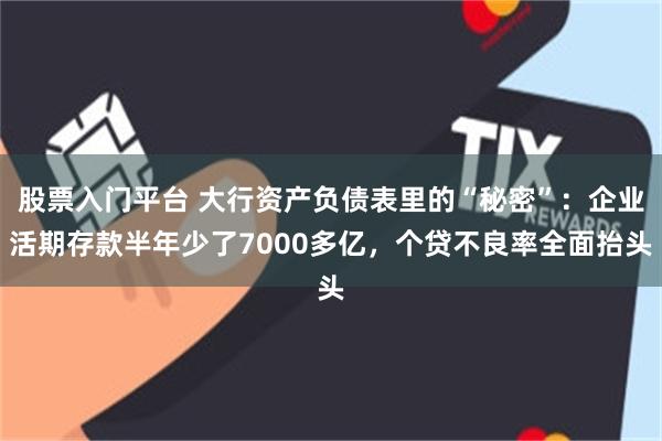 股票入门平台 大行资产负债表里的“秘密”：企业活期存款半年少了7000多亿，个贷不良率全面抬头