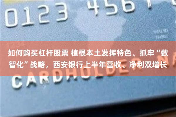 如何购买杠杆股票 植根本土发挥特色、抓牢“数智化”战略，西安银行上半年营收、净利双增长